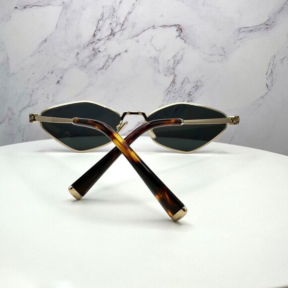 New  MIU MIU Runway Hexagon Geometric Gold Metal Sunglasses Authentic Gray Lens - Picture 11 of 16